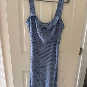 Blue Polka Dot Sleeveless Dress